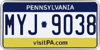 PA license plate MYJ9038
