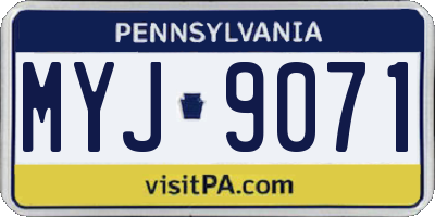 PA license plate MYJ9071