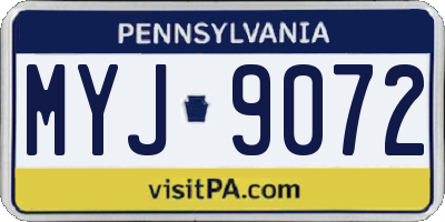 PA license plate MYJ9072