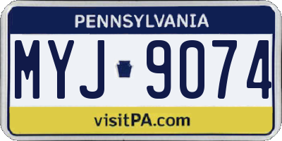 PA license plate MYJ9074