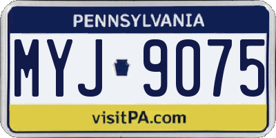 PA license plate MYJ9075
