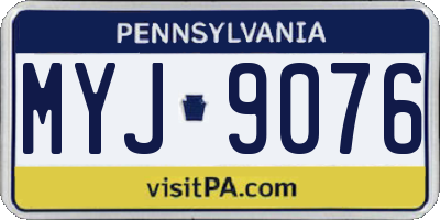 PA license plate MYJ9076