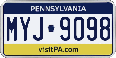PA license plate MYJ9098