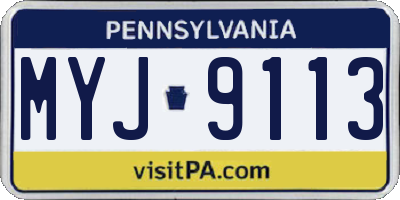 PA license plate MYJ9113