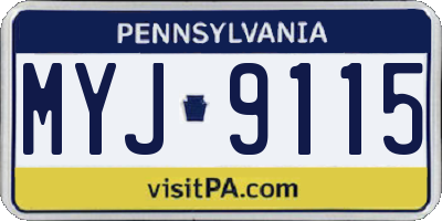 PA license plate MYJ9115