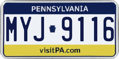 PA license plate MYJ9116