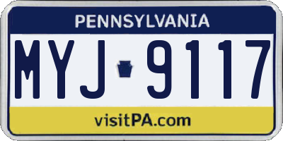 PA license plate MYJ9117