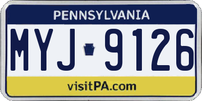 PA license plate MYJ9126