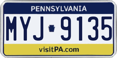 PA license plate MYJ9135