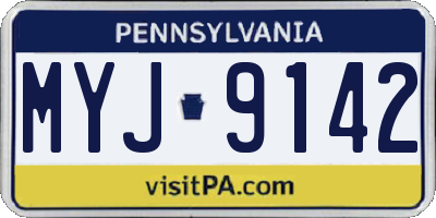 PA license plate MYJ9142