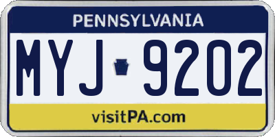 PA license plate MYJ9202