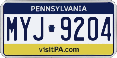 PA license plate MYJ9204