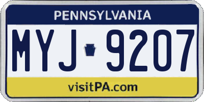 PA license plate MYJ9207