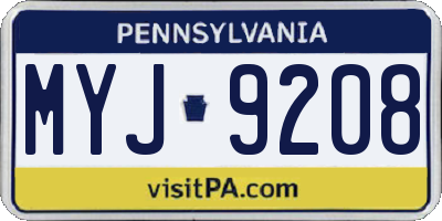 PA license plate MYJ9208
