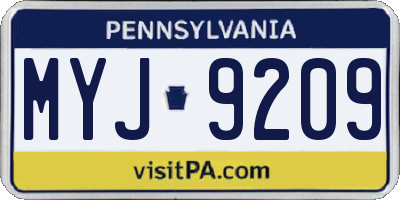 PA license plate MYJ9209
