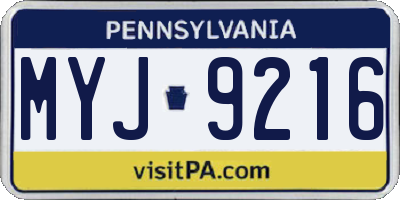 PA license plate MYJ9216