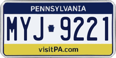 PA license plate MYJ9221