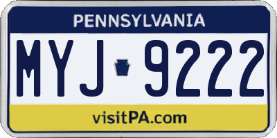 PA license plate MYJ9222