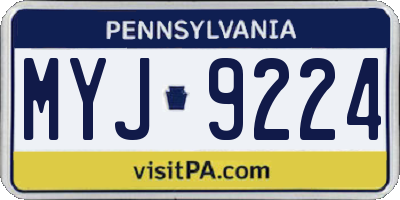 PA license plate MYJ9224