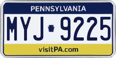 PA license plate MYJ9225