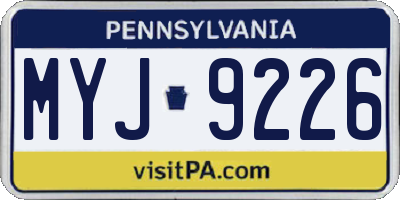PA license plate MYJ9226