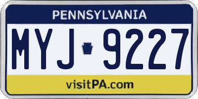PA license plate MYJ9227