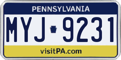 PA license plate MYJ9231