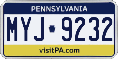 PA license plate MYJ9232