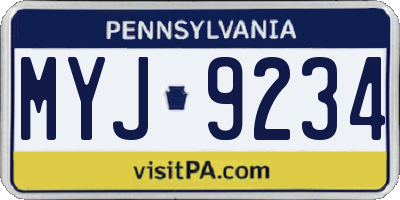 PA license plate MYJ9234
