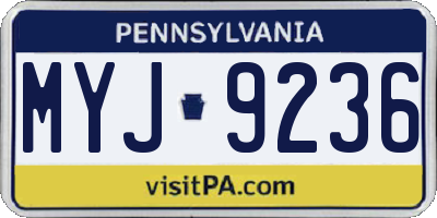 PA license plate MYJ9236