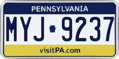 PA license plate MYJ9237