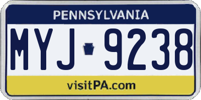 PA license plate MYJ9238