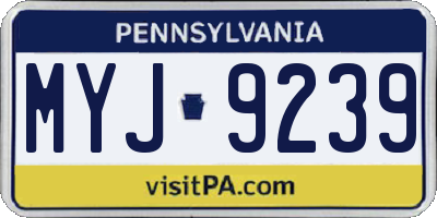 PA license plate MYJ9239