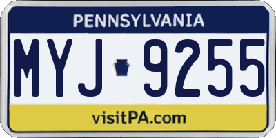 PA license plate MYJ9255