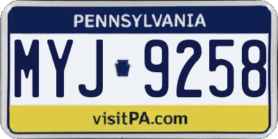 PA license plate MYJ9258