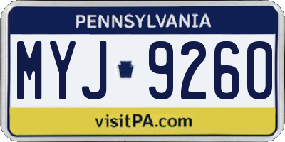 PA license plate MYJ9260