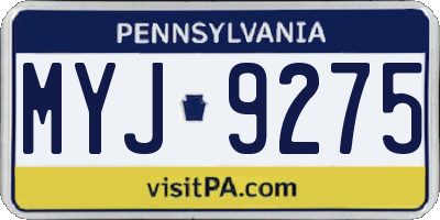 PA license plate MYJ9275