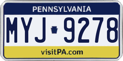 PA license plate MYJ9278