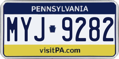 PA license plate MYJ9282