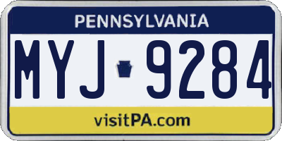 PA license plate MYJ9284