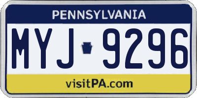 PA license plate MYJ9296