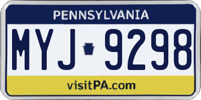 PA license plate MYJ9298