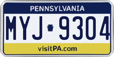 PA license plate MYJ9304