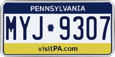 PA license plate MYJ9307