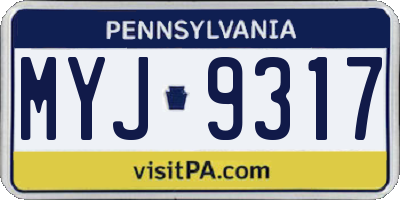 PA license plate MYJ9317