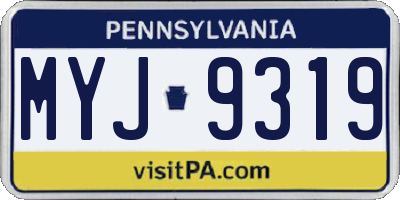PA license plate MYJ9319