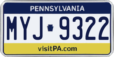 PA license plate MYJ9322