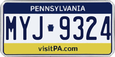 PA license plate MYJ9324