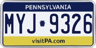 PA license plate MYJ9326
