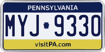 PA license plate MYJ9330